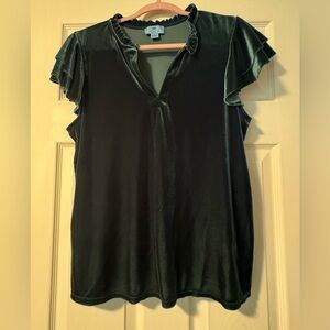CeCe Velvet Flutter Sleeve Top